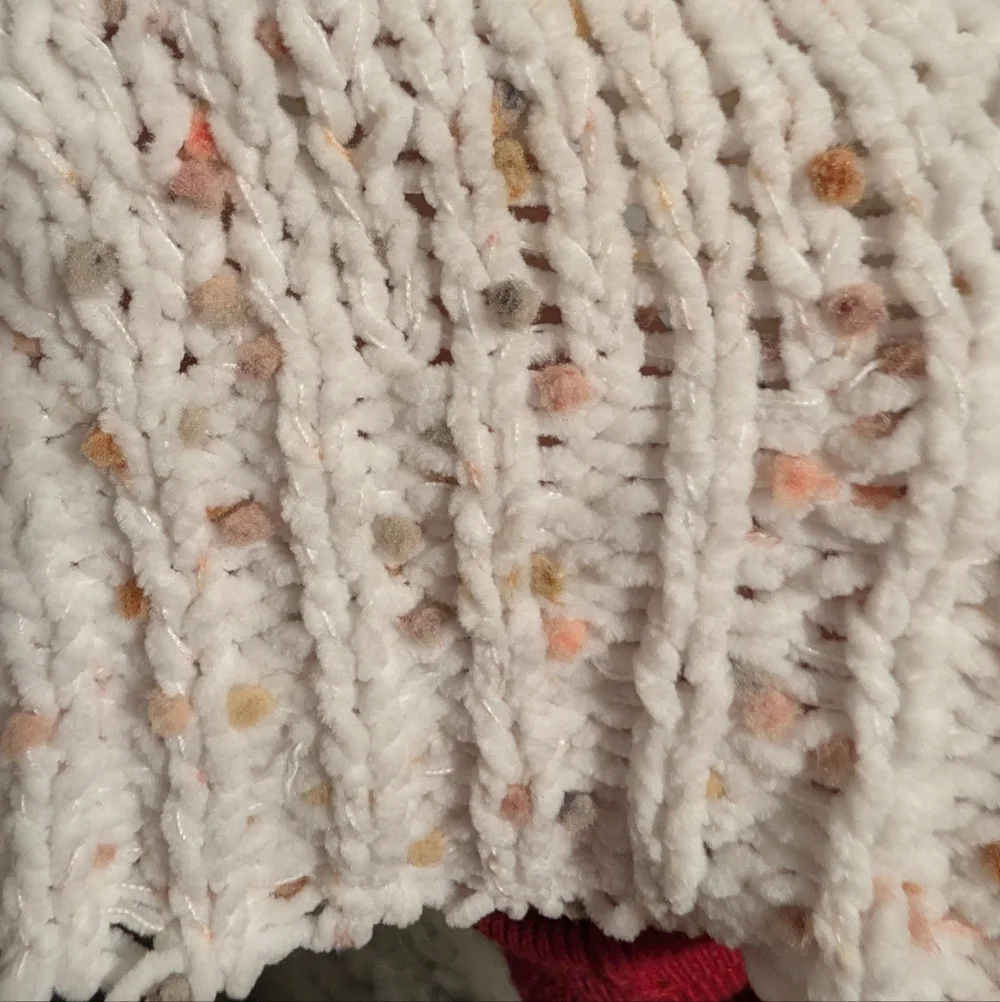 POL Chunky Knit Confetti Hoodie distressed oversized sweater Small Chenille Soft